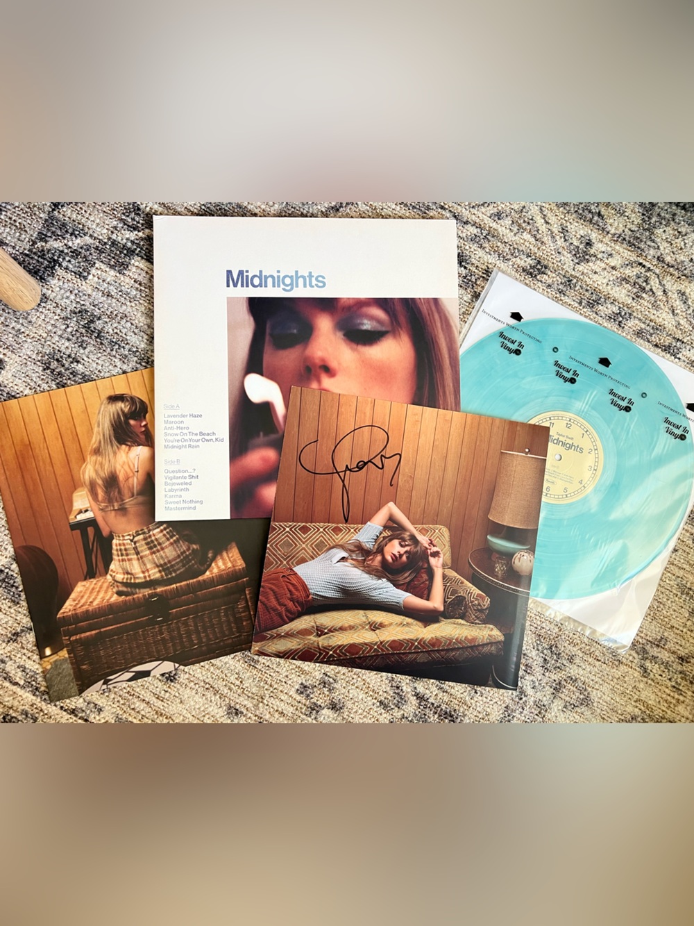 Signed Taylor Swift Midnights Moonstone Vinyl Record